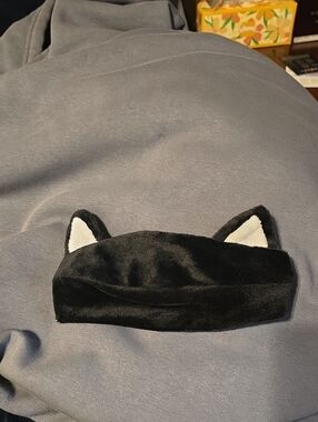 Kids Black Plush Cat Ear Headband